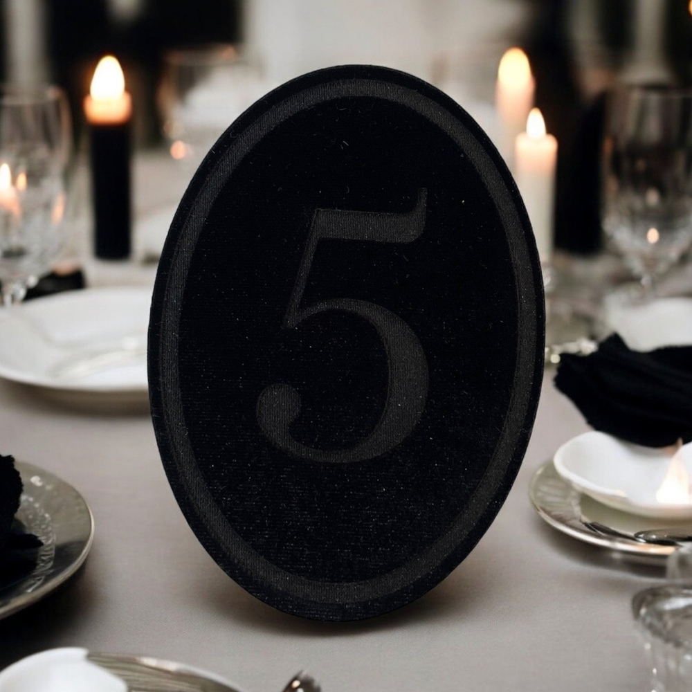 Elegant Velvet Black Table Numbers 1-17